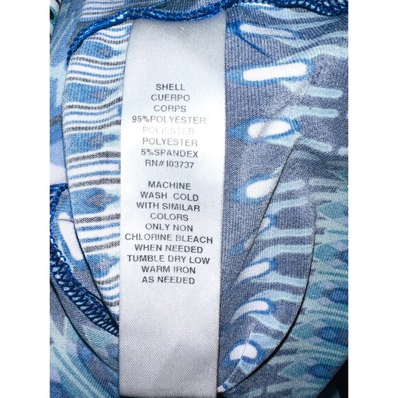 Donna Morgan Blue & White Geometric Print Dress Size 8 Polyester Blend - Picture 4 of 4